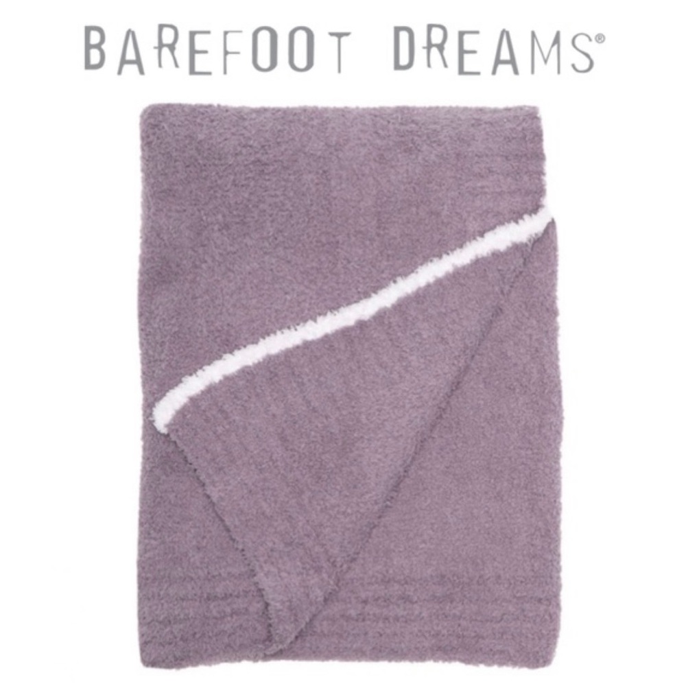 Barefoot Dreams Cozy Chic Contrast Tip Blanket in Driftwood/Pearl